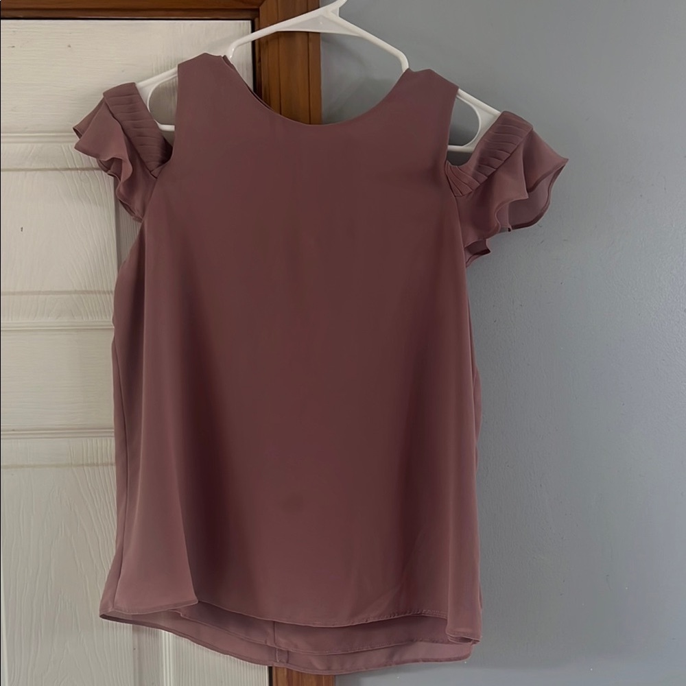 Pink Ruffled Cap Sleeve Blouse